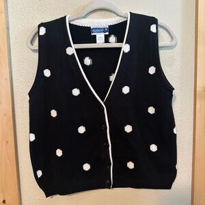 Vintage Pendleton Black Sweater Vest with White Polka Dots